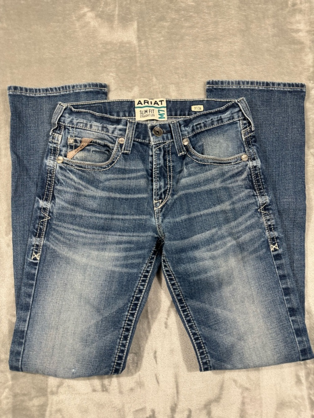 Ariat Jeans Men's 31x36 Blue Denim M7 Slim Fit Straight Leg Western